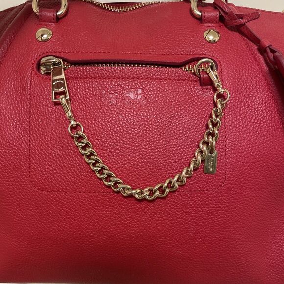 Coach Prairie True Red Pebbled Leather Convertible Chain Satchel Gold - Picture 2 of 16